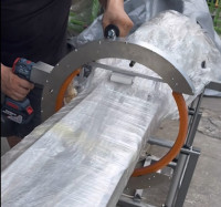 Enroladora Orbital Portátil Motorizada | Máquina de Filme Stretch Portátil para Tubos, Madeira e Produtos Longos HROW-450 Thumb