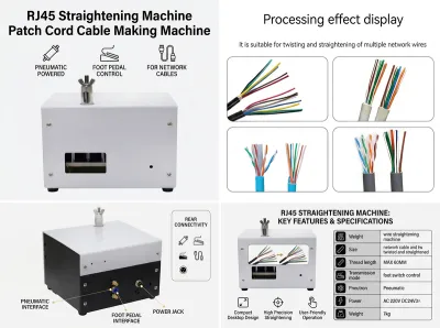 Máquina de Endireitamento RJ45 Máquina de Fabricação de Cabo Patch JW-P08 Thumb
