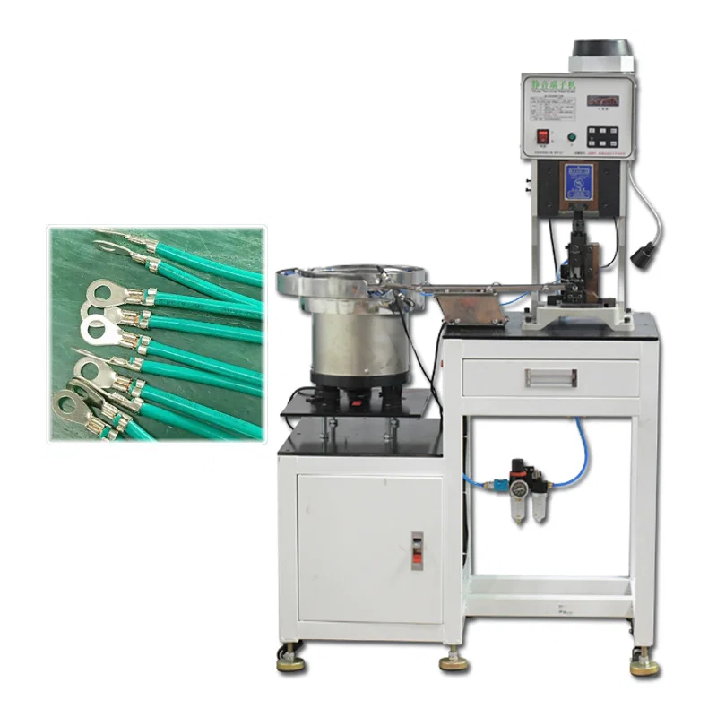 Máquina de friso dos terminais frouxos com alimentação da placa da vibração, máquina de friso terminal frouxa do fio, máquina de friso do talão do cabo, máquina de friso plástica do terminal de Shell 