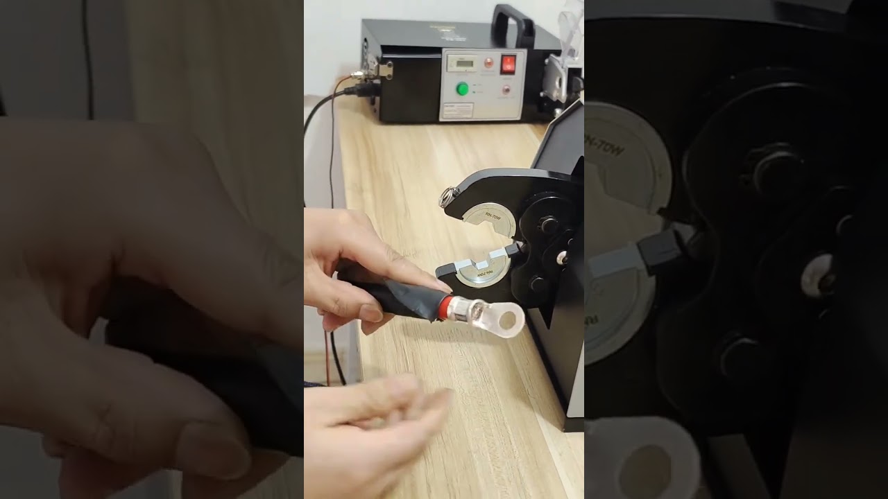 Máquina Pneumática de Crimpagem Industrial para Terminais de Cobre e Olhais Abertos de Alta Resistência #fábrica #máquina