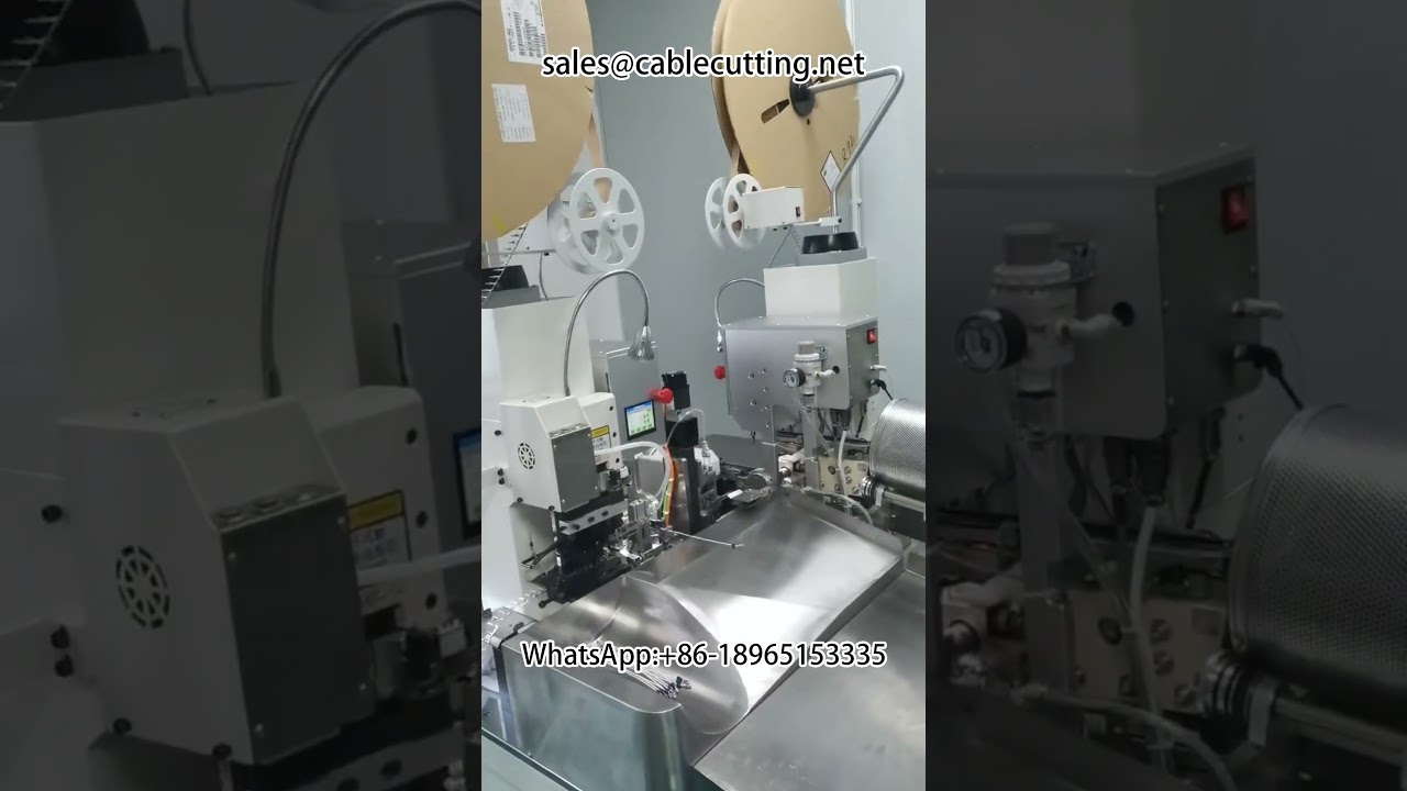 Máquina de terminação de dupla cabeça #Automação para processamento de chicotes elétricos com plugues à prova d'água